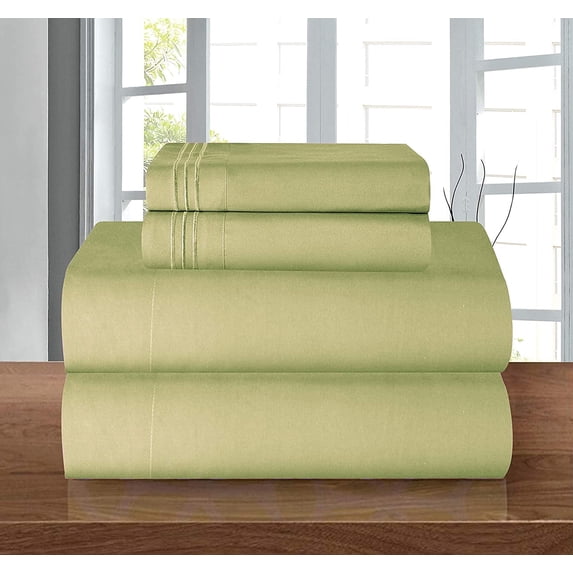 Elegant Comfort 4-Piece Bed Sheets - Microfiber 1500 Thread Count, Twin/Twin XL Sage/Green