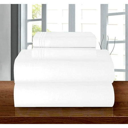 Elegant Comfort 4-Piece Bed Sheets - Microfiber 1500 Thread Count, Twin/Twin XL White