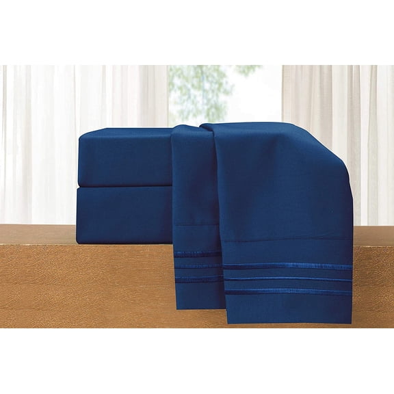 Elegant Comfort 4 Piece Bed Sheets California King Blue Texture 1500 Thread Count Polyester
