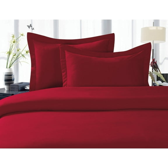 Elegant Comfort 4 Piece Bed Sheets California King Red Solid Print 1500 Thread Count Microfiber
