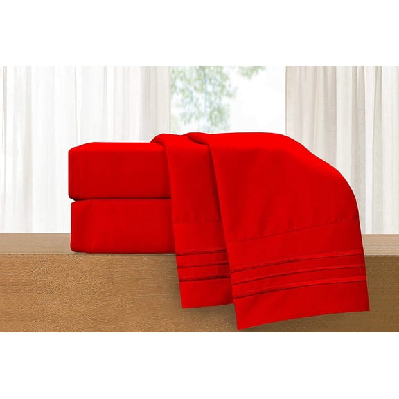Elegant Comfort 4 Piece Bed Sheets California King Red Texture 1500 Thread Count Polyester