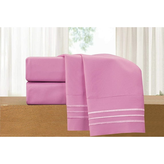 Elegant Comfort 4 Piece Bed Sheets Full Pink Texture 1500 Thread Count Polyester