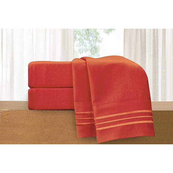 Elegant Comfort 4 Piece Bed Sheets King Red Texture 1500 Thread Count Polyester