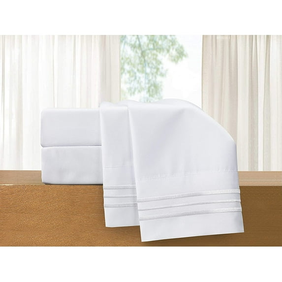 Elegant Comfort 4 Piece Bed Sheets King White Texture 1500 Thread Count Polyester