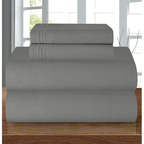Elegant Comfort 4-Piece Bed Sheets - Microfiber 1500 Thread Count, Twin/Twin XL Grey