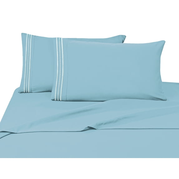Elegant Comfort 4 Piece Bed Sheets Polyester Full Blue 1500 Thread Count