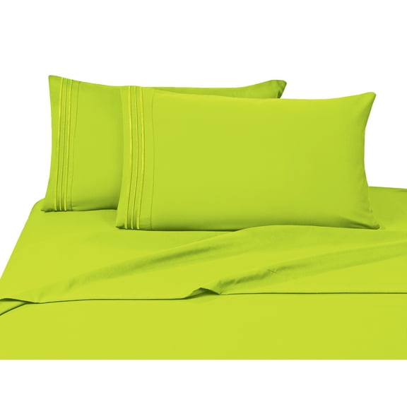 Elegant Comfort 4 Piece Bed Sheets Polyester Full Green 1500 Series