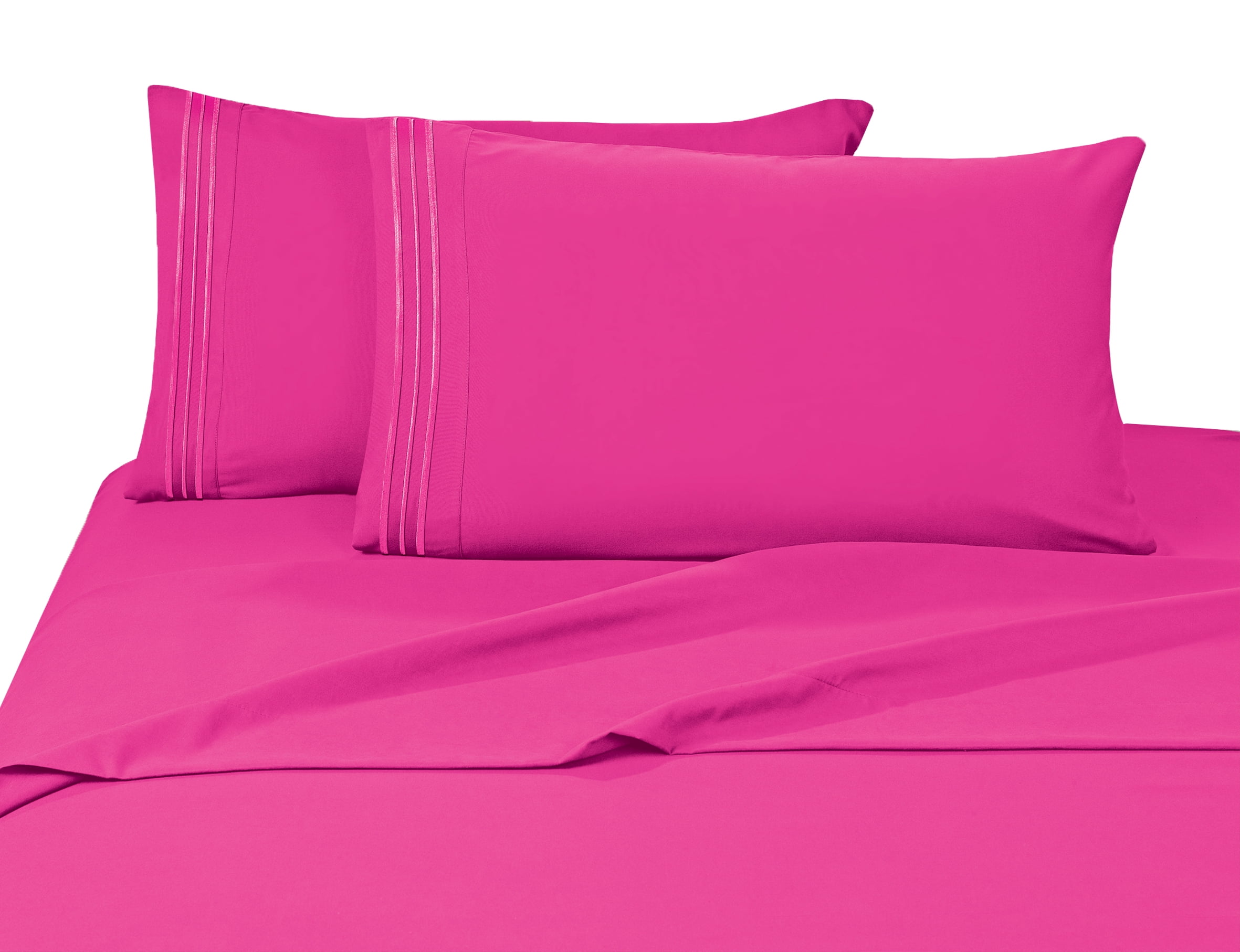 Elegant Comfort, 4 Piece, Bed Sheets, Full, Pink, Solid Print, 0 Thread Count, Polyster