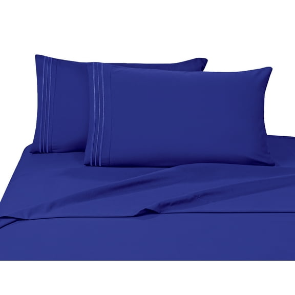 Elegant Comfort 4 Piece Bed Sheets Polyester Queen Blue Solid 1500 Thread Count