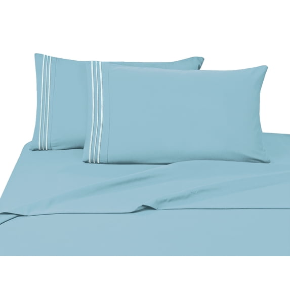 Elegant Comfort 4 Piece Bed Sheets Polyester Queen Blue Solid 1500 Series