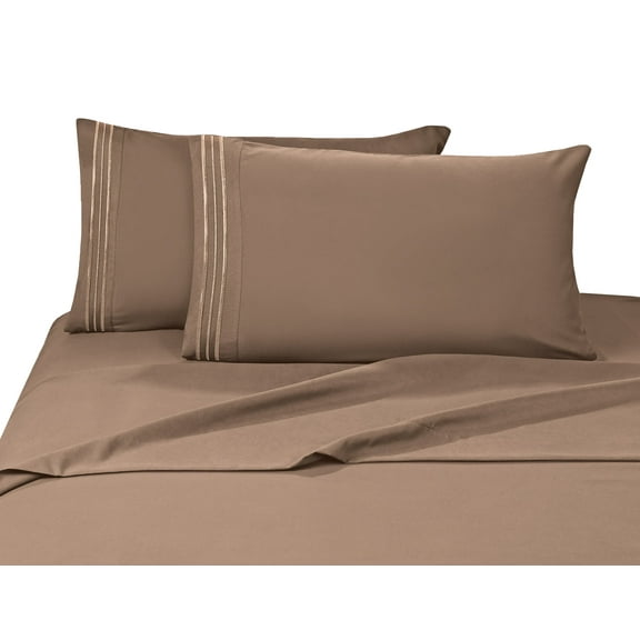 Elegant Comfort 4 Piece Bed Sheets Polyester Queen Gray 1500 Series