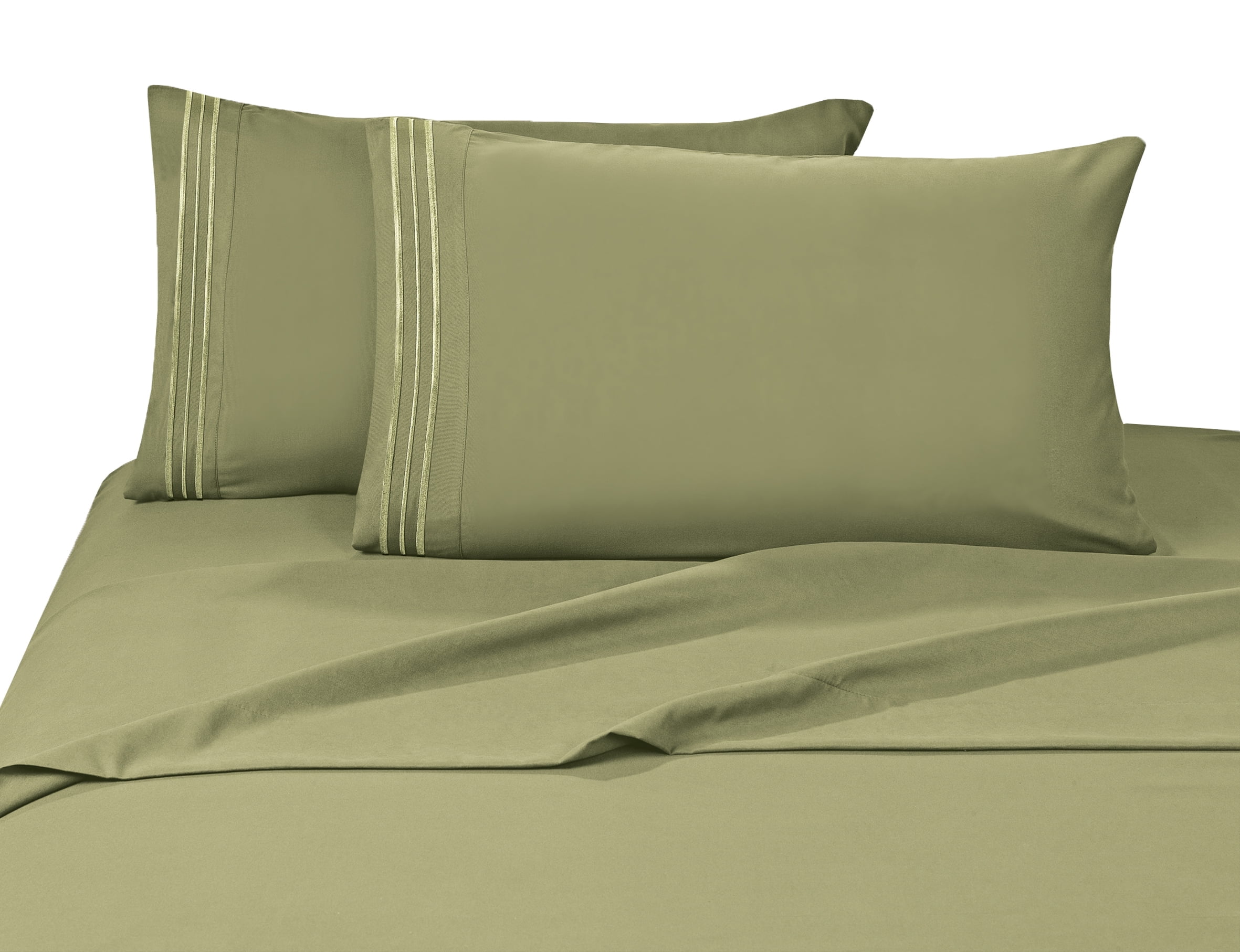 Elegant Comfort 4 Piece Bed Sheets Polyester Queen Green 1500 Thread Count