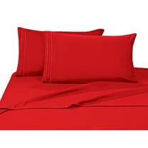 Elegant Comfort 4 Piece Bed Sheets Polyester Queen Red Solid 1500 Series Fabric