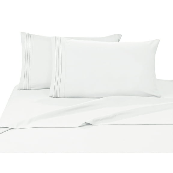 Elegant Comfort 4 Piece Bed Sheets Polyester Queen White Solid 1500 Thread Count Fabric