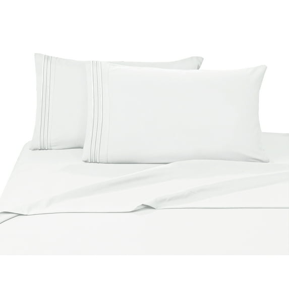 Elegant Comfort 4 Piece Bed Sheets Polyester Queen White Solid 1500 Thread Count Fabric
