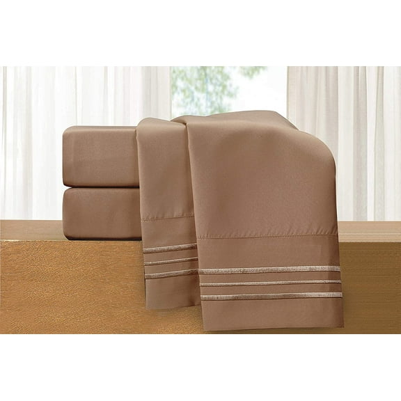 Elegant Comfort 4 Piece Bed Sheets Queen Gray Texture 1500 Premier Hotel Collection Polyester