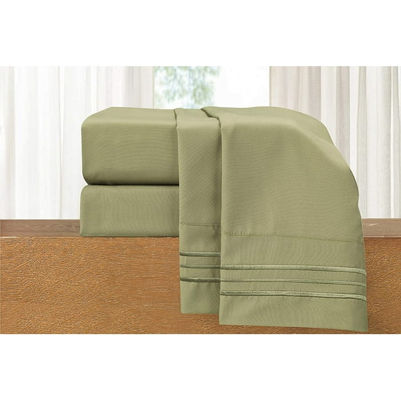 Elegant Comfort 4 Piece Bed Sheets Queen Green Texture 1500 Thread Count Polyester