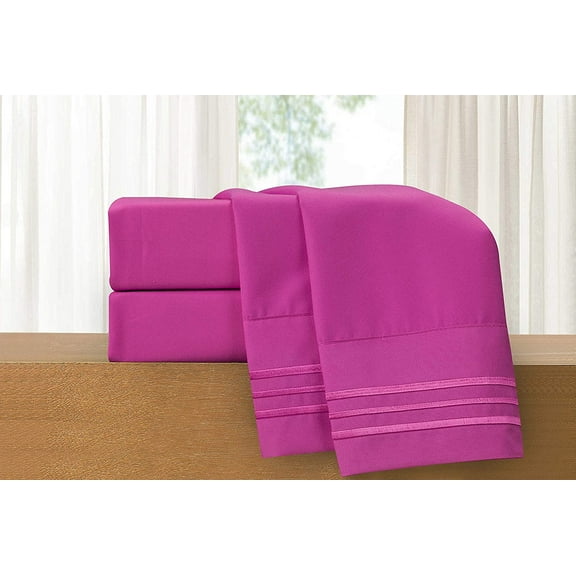 Elegant Comfort 4 Piece Bed Sheets Queen Purple Texture 1500 Thread Count Polyester