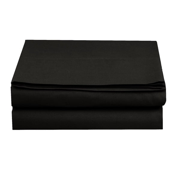 Elegant Comfort 4 Piece Flat Sheet Polyester Black Solid 1500 Thread Count