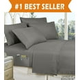thumbnail image 1 of Elegant Comfort 4-Piece KING- Smart Sheet Set Luxury Soft 1500 Series Wrinkle and Fade Resistant with Side Storage Pockets on Fitted Sheet, King, Grey, 1 of 4
