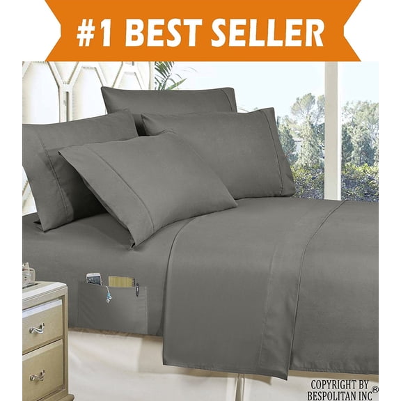 1500 Series Microfiber Bed Sheets 4-Piece Set, Deep Pocket, King Grey