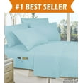 thumbnail image 1 of Elegant Comfort 4-Piece KING- Smart Sheet Set! Soft 1500 Series Wrinkle and Fade Resistant with Side Storage Pockets on Fitted Sheet, King, Aqua Blue, 1 of 4