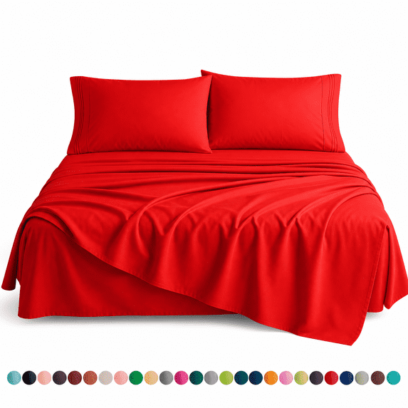 Elegant Comfort 4-Piece Microfiber Bed Sheet Set - Soft Breathable Cooling Hotel Sheets, Deep