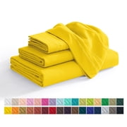 Elegant Comfort 4-Piece Microfiber Bed Sheet Set, Soft & Breathable, Wrinkle & Fade Resistant, Deep Pocket, Queen, Yello