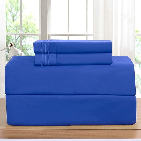 Elegant Comfort 4-Piece Microfiber Sheet Set, Deep Pocket, Wrinkle Resistant & Fade Resistant, Twin, Regal Sapphire
