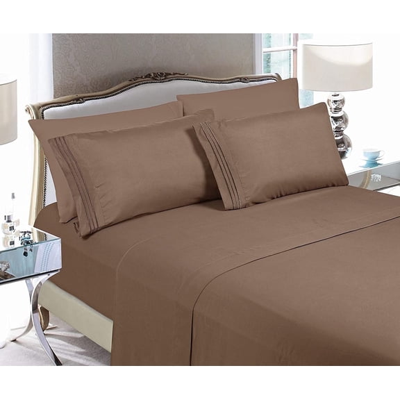 Elegant Comfort 4-Piece Microfiber Sheet Set, Ultra Soft, Deep Pocket, Breathable, Wrinkle Resistant Bedding, King, Desert Sand
