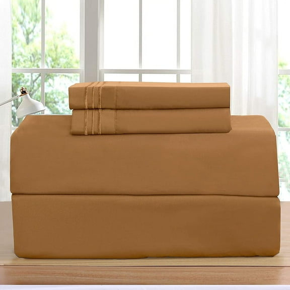 Elegant Comfort 4-Piece Microfiber Sheet Set, Ultra Soft, Deep Pocket, Breathable, Wrinkle Resistant Bedding, Queen, Antique Copper