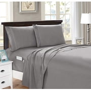 Elegant Comfort Queen Smart Sheet Set with Side Storage Pockets - Grey