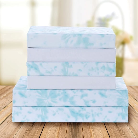 Elegant Comfort 4-Piece Set, 1500 Series, Spiral Tie-Dye, Silky Soft, Fade and Wrinkle Resistant, Fitted Sheet with Smart Pockets, 4PC Tie-Dye Twin XL, Aqua
