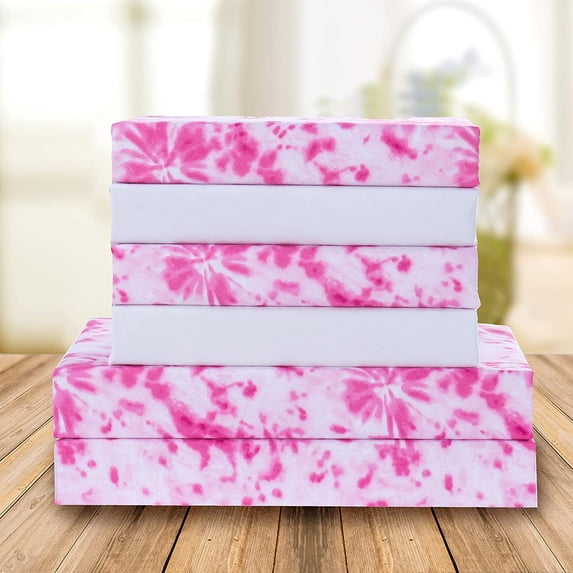 Elegant Comfort 4-Piece Set, 1500 Series, Spiral Tie-Dye, Silky Soft, Fade and Wrinkle Resistant, Fitted Sheet with Smart Pockets, 4PC Tie-Dye Twin XL, Hot Pink