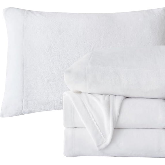 Elegant Comfort 4-Piece Velvet Plush Flannel Sheet Set Velvet Flannel Fleece Deep Pocket Sheet Set