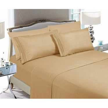Elegant Comfort 4 Pieces Bed Sheet Set Soft 1500 Series Sheet set, Queen, Gold