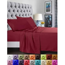 Elegant Comfort 4 Pieces Bed Sheet set Flat,Fitted and 2 PilloCases- - California King Burgundy