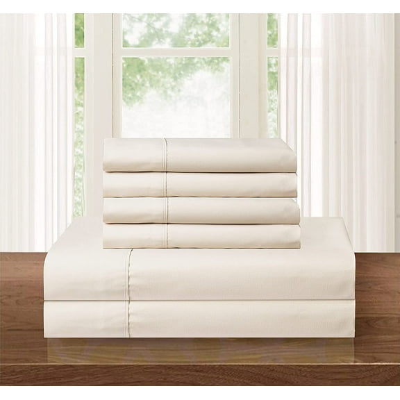 Elegant Comfort 4-piece Bed Sheet Set ,Fitted,Flat, Pillow Cases 1500 Collections ,Queen Cream