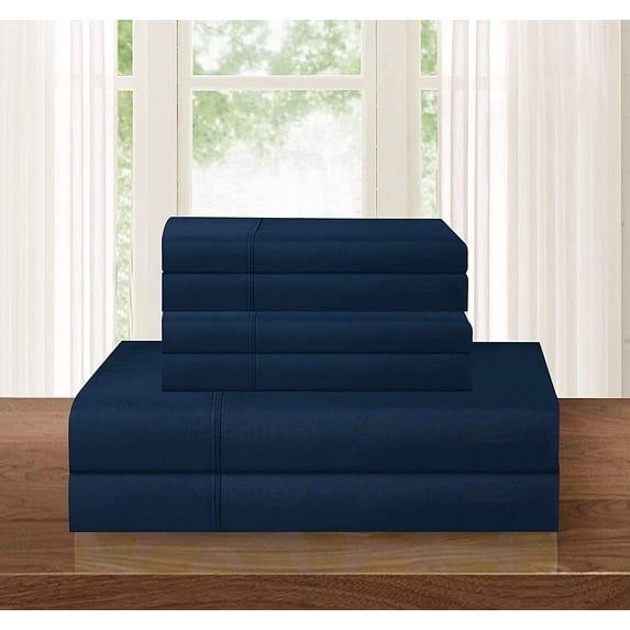 Elegant Comfort 4-piece Bed Sheet Set ,Fitted,Flat, Pillow Cases 1500 Collections ,Queen Navy Blue