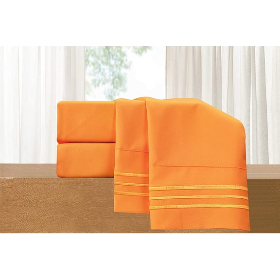 Elegant Comfort 5 Piece Bed Sheets Split King Orange Texture 1500 Series Polyester