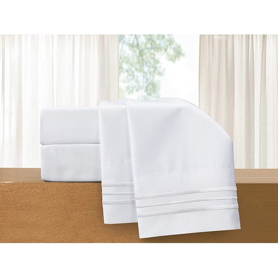Elegant Comfort 5 Piece Bed Sheets Split King White Texture 1500 Thread Count Polyester