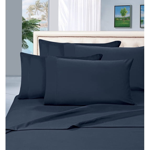 Elegant Comfort 5-Piece Wrinkle Resistant Series Bed Sheet Set, Split King, Navy