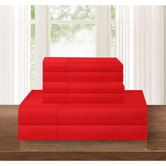 Elegant Comfort 5-piece Bed Sheet Set ,Fitted,Flat, Pillow Cases 1500 Collections ,Split King Red