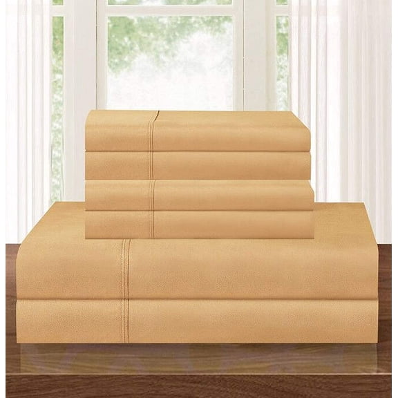 Elegant Comfort 5-piece Split Bed Sheet Set - Adjustable Bed Sheets, Split King Gold