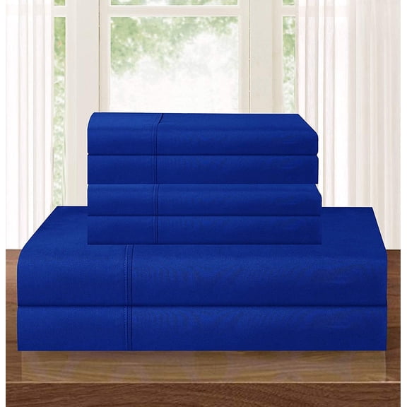 Elegant Comfort 5-piece Split Bed Sheet Set - Adjustable Bed Sheets, Split King Royal Blue
