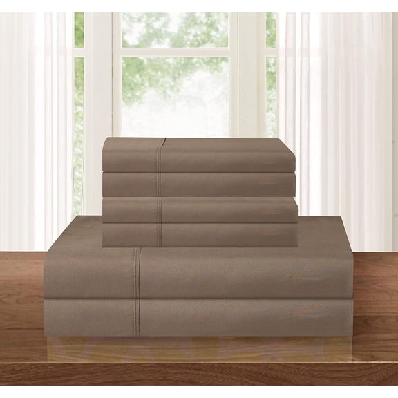 Elegant Comfort 5-piece Split Bed Sheet Set - Adjustable Bed Sheets, Split King Taupe