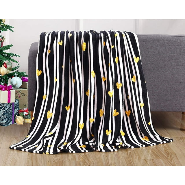Elegant Comfort 50 x 60 Blanket Gift Christmas Throw, (Golden Heart)