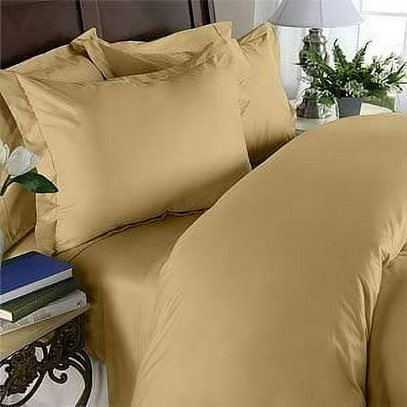 Elegant Comfort 6-Piece 1800 Thread Count Gold Microfiber Bed Sheet Set, Queen - Deep Pocket