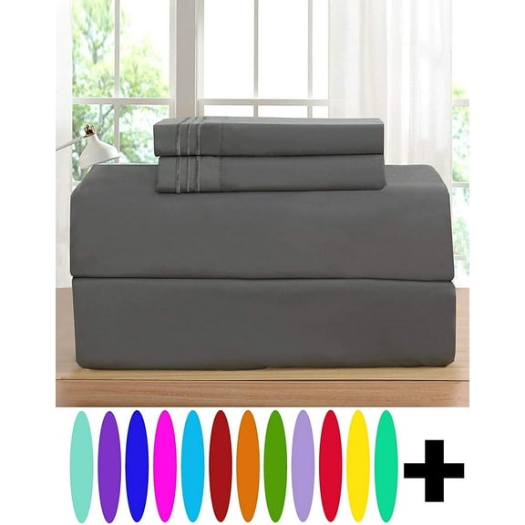 Elegant Comfort 6 Piece Bed Sheets, 1500 Premier Hotel Collection MicrofiberKing, Gray