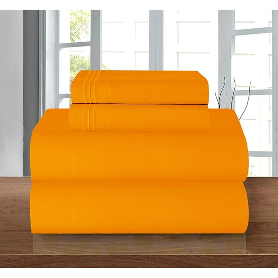 Elegant Comfort 6-Piece Bed Sheets - Microfiber 1500 Thread Count, Full Elite Orange